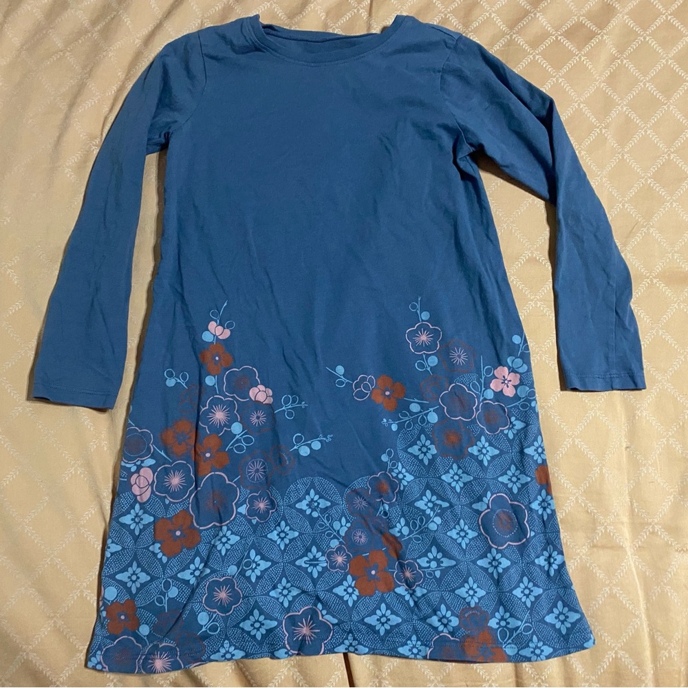 Floral Blue Long Sleeve Dress